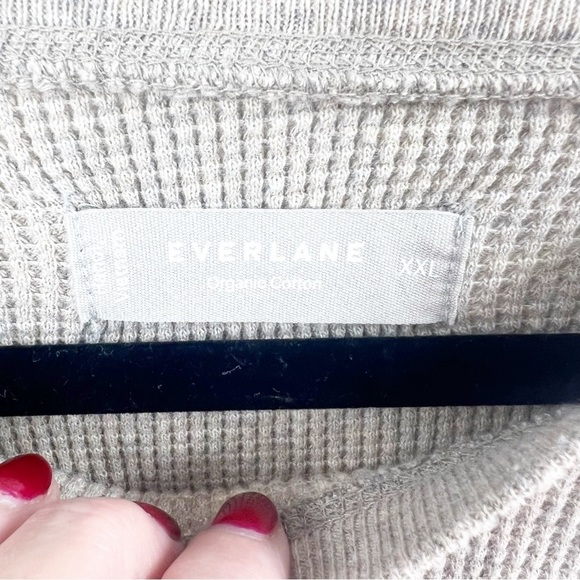 ✅ EVERLANE MEN'S The Waffle Long-Sleeve Crew Tee HEATHER OATMEAL SIZE XX LARGE - Picture 3 of 5